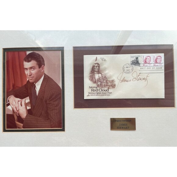 Authentic James Stewart Autographed Red Cloud First Day Issue Framed Display - Picture 3 of 7